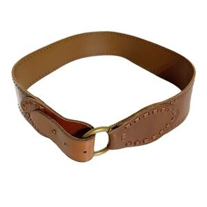 Unbranded Leather Belt with Unique Wrap Around Closure Studded Brass Hardware
